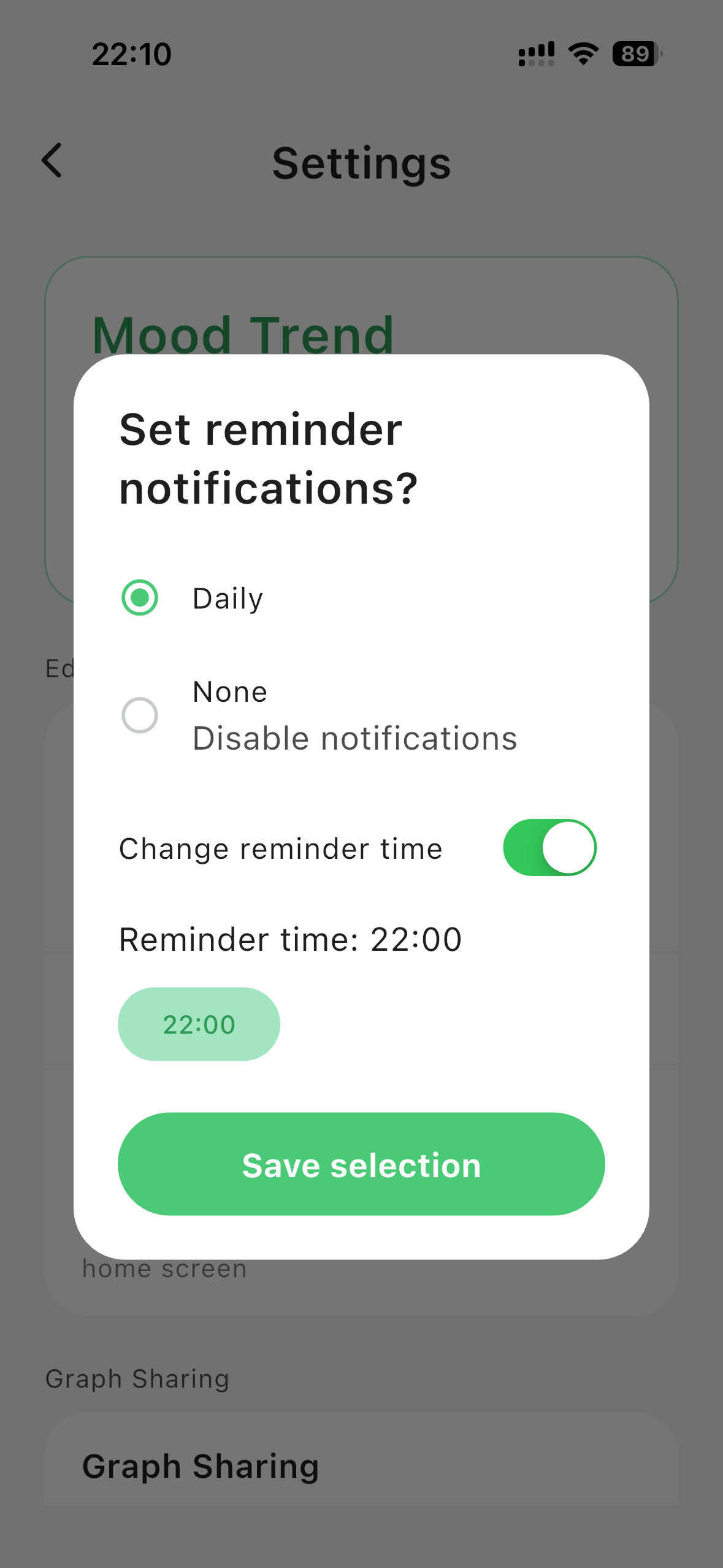 Reminder notification settings